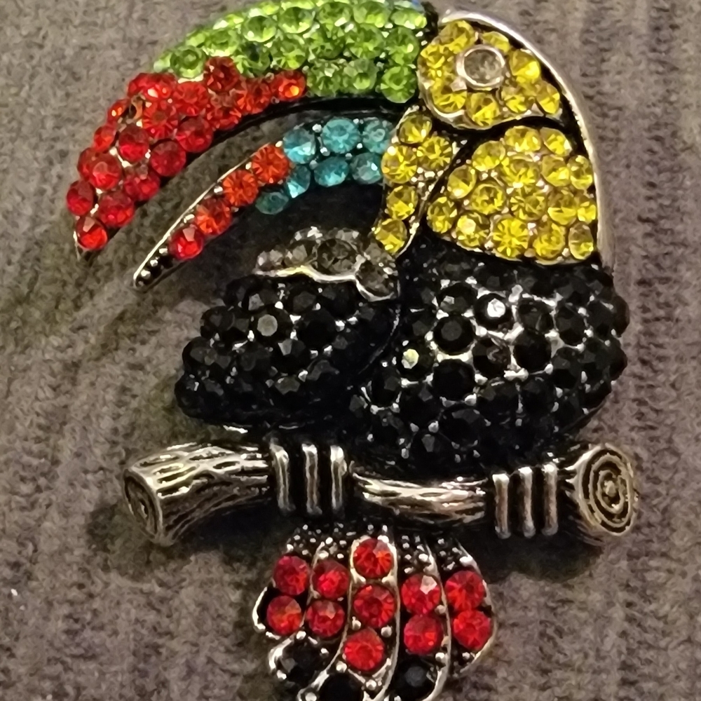 Source Unknown Multicolor Toucan Brooch - Black, … - image 3